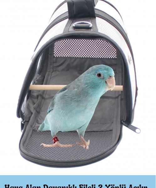 Kuş Taşıma Çantası Kuş Kafesi Tünekli Çanta Flybag Siyah